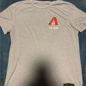 Gray Short Sleeve Crew Tee with Red 'A' Rally Logo